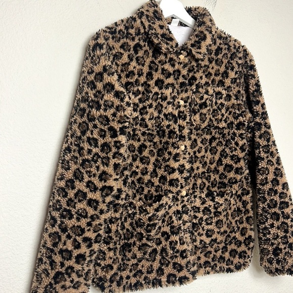 Crewcuts Girls Leopard Sherpa Jacket - Picture 3 of 6